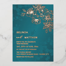 Rose Gold Teal Floral Wedding