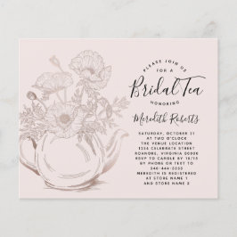 Rose Gold Teapot Bridal Tee Einladung