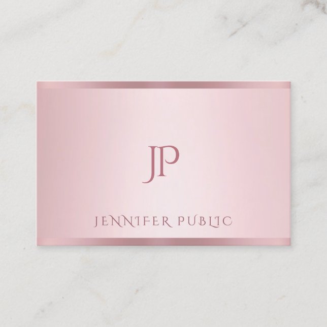 Rose Gold Template Modernes Minimalistisches Mit M Visitenkarte (Vorderseite)