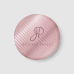 Rose Gold Template Monogram Moderne Elegant Magnet<br><div class="desc">Rose Gold Template Monogram Moderne elegante Round Magnet.</div>