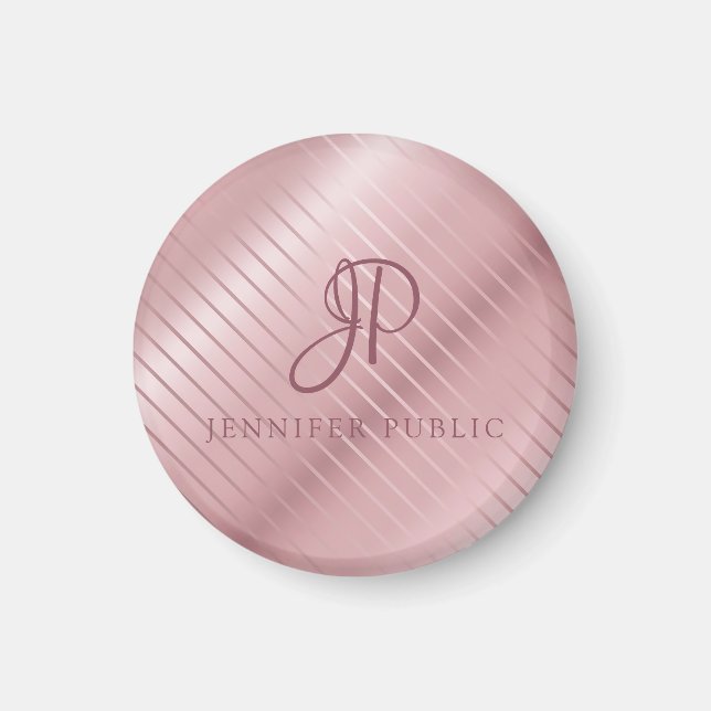 Rose Gold Template Monogram Moderne Elegant Magnet (Vorne)