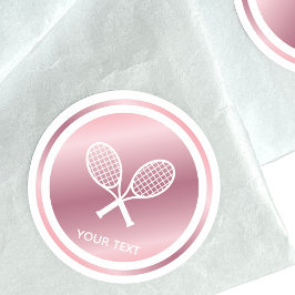 Rose Gold Tennis Rackets Girls Sport Custom Text Runder Aufkleber