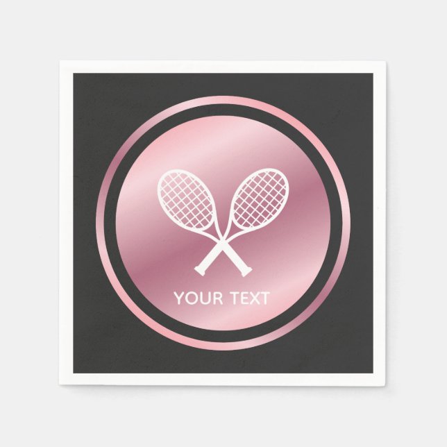 Rose Gold Tennis Rackets Girls Sport Custom Text Serviette (Vorderseite)