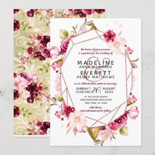 Rose Gold Terrarium géométrique Mariage Invitation