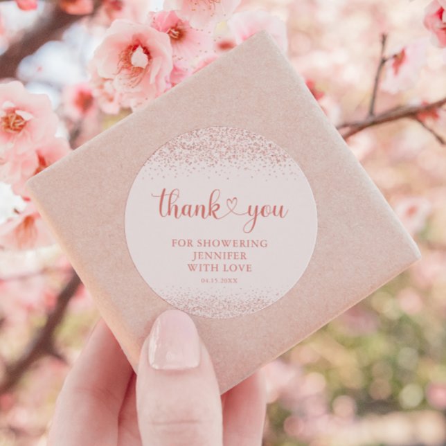 Rose Gold Thank You Confetti Heart Sticker (Von Creator hochgeladen)