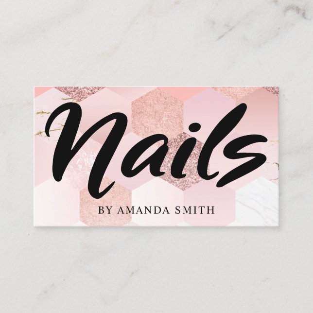 Rose Gold Tile Nails Visitenkarte (Vorderseite)