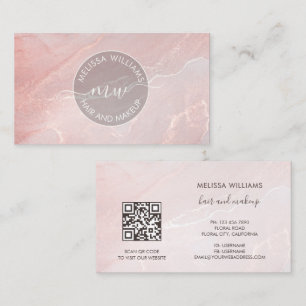 Rose Gold Tintenmarmor QR Code Visitenkarte