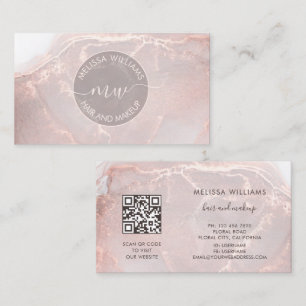 Rose Gold Tintenmarmor   QR-Code Visitenkarte