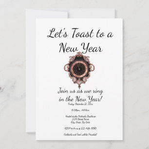 Rose Gold Toast Neujahr Party Einladung