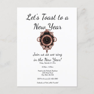 Rose Gold Toast Neujahr Party Einladung Postkarte