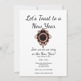 Rose Gold Toast New Year Party Invitation