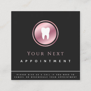Rose Gold Tooth Logo Zahnarzt Ernennung Erinnerung Quadratische Visitenkarte