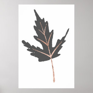 Rose Gold Tree Leaf Wall Print Poster