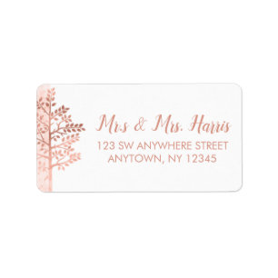 Rose Gold Tree of Life Bat Mitzvah Anschrift Adressaufkleber