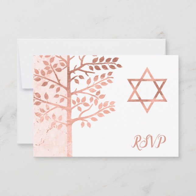 Rose Gold Tree of Life Bat mitzvah RSVP (Devant)