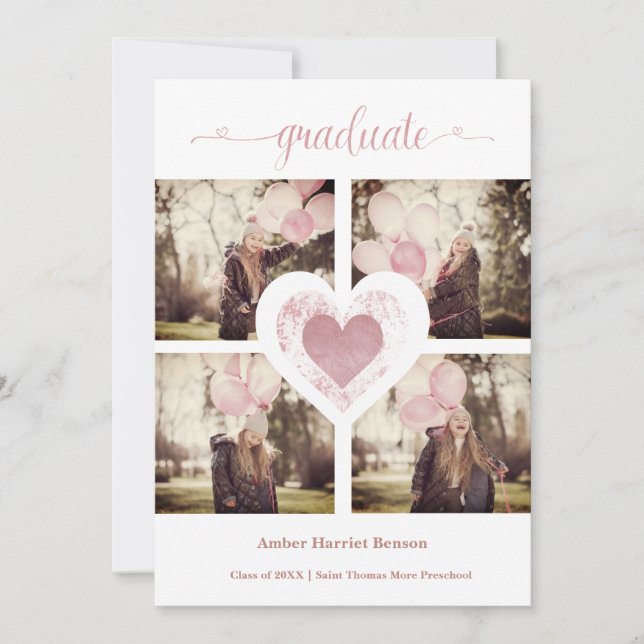 Rose Gold Trendy Girl Pre K Abschluss 4 Fotos (Vorderseite)