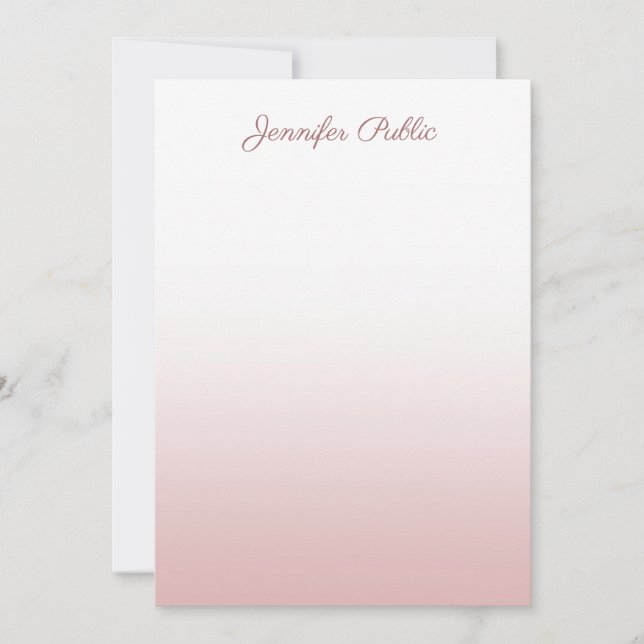 Rose Gold Trendy Template Kalligraphischer Skriptn Mitteilungskarte (Vorderseite)