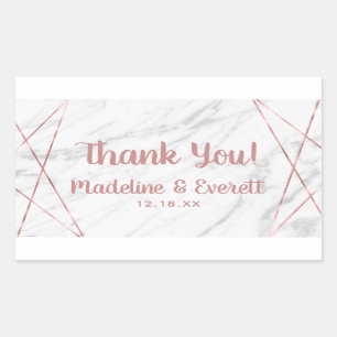 Rose Gold Triangle Hochzeit aus weißem Marmor Viel Rechteckiger Aufkleber