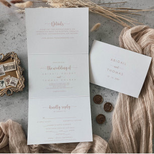 Rose Gold Trifold Letter falten die Hochzeit von Dreifach Gefaltete Einladung