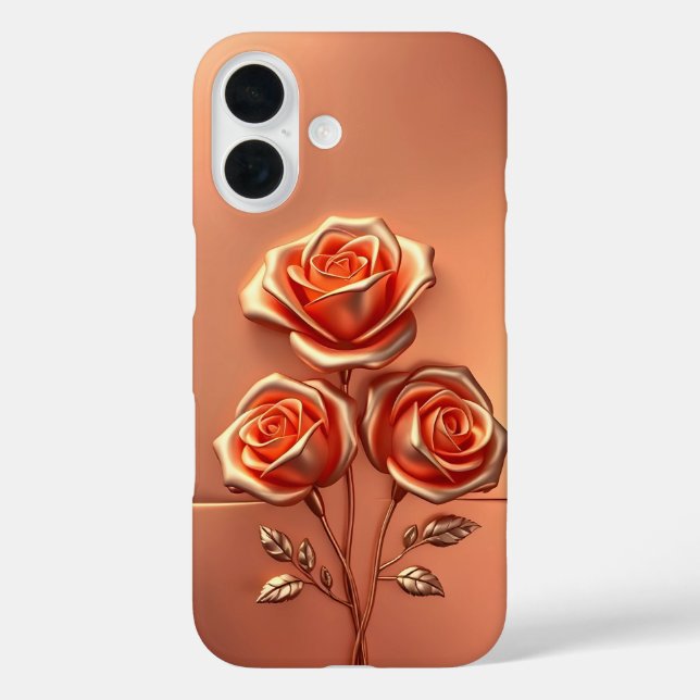 Rose Gold Trio Blume Fall Mate iPhone 16 Hülle (Rückseite)