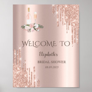 Rose Gold Tropf Brunch & Bubbly Brautparty Poster