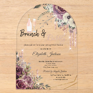 Rose Gold Tropfen BlumenBrautparty Acryleinladungen