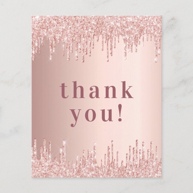 Rose Gold Tropfen Geburtstag Danke Karte (Vorderseite)