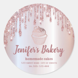 Rose Gold Tropfen Hausgemachte Kuchen und Süßigkei Runder Aufkleber