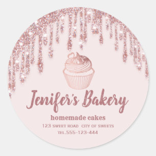 Rose Gold Tropfen Hausgemachte Kuchen und Süßigkei Runder Aufkleber