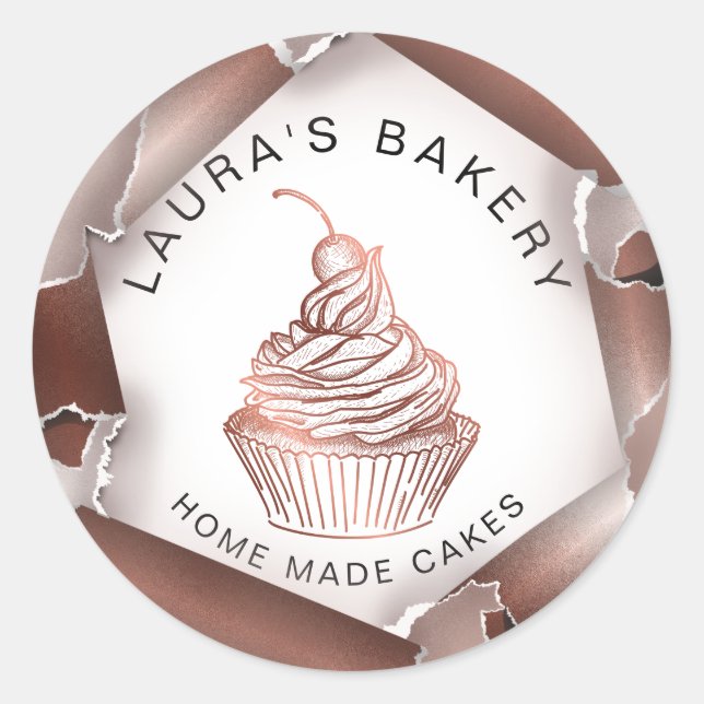 Rose Gold Tropfen Kuchen & Süßigkeiten Cupcake Zuh Runder Aufkleber (Vorderseite)