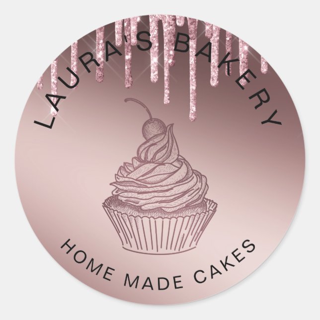 Rose Gold Tropfen Kuchen & Süßigkeiten Cupcake Zuh Runder Aufkleber (Vorderseite)