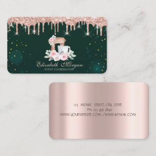 Rose Gold Tropfen Mixer Blume Grün Visitenkarte