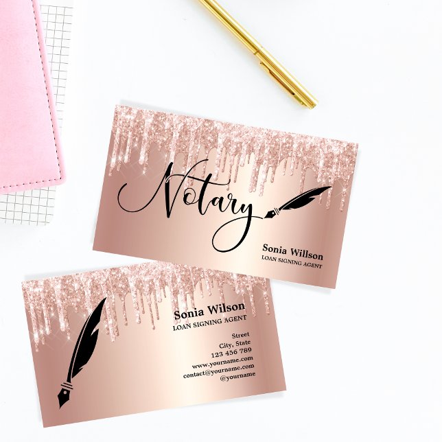 Rose Gold Tropfen Modernes Notar-Darlehen Unterzei Visitenkarte (Von Creator hochgeladen)