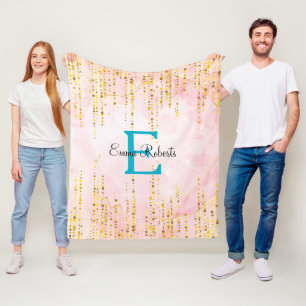 Rose Gold Tropfen Monogram Blanket Fleecedecke
