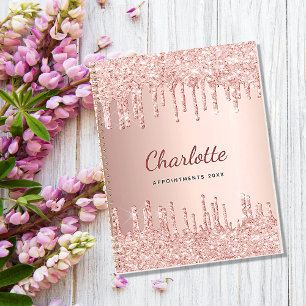 Rose Gold Tropfen Monogramm Name 2025 Planer