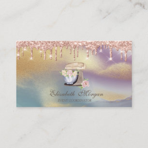 Rose Gold Tropfen Retro-Mixer Blumen Holografisch Visitenkarte