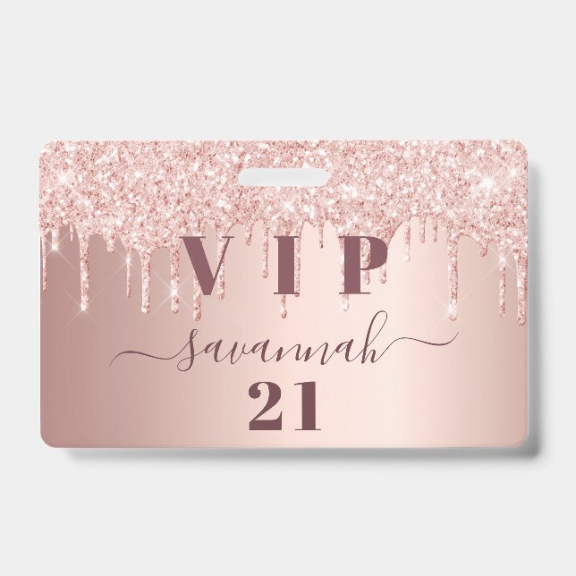 Rose Gold Tropfen Rosa Vip Ausweis (Front)