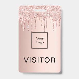 Rose-Gold-Tropfen-Rosé Geschäftslogo-Besucher Ausweis