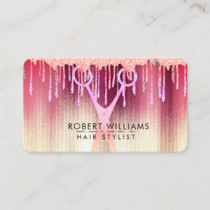 Rose Gold Tropfen Schere Haar Makeup Artist Visitenkarte