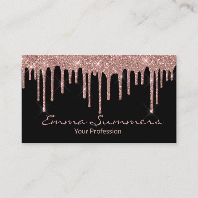 Rose Gold Tropfen Schwarz Elegante einzigartige Cu Visitenkarte (Vorderseite)