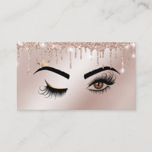 Rose Gold Tropfen Sparkle Lashes Visitenkarte