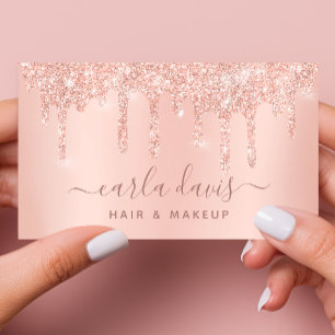 Rose Gold Tropfen Sparkle Salon Makeup Artist Visitenkarte