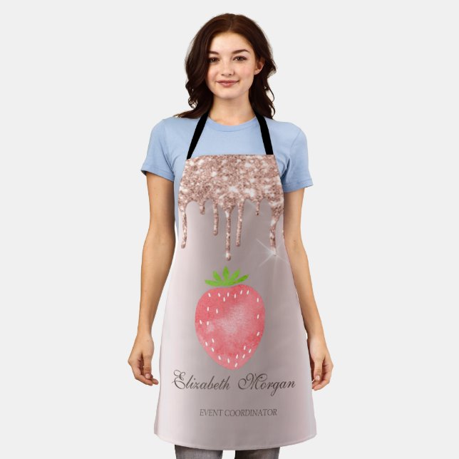 Rose Gold Tropfen Strawberry Schürze (Getragen)