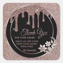 Rose Gold Tropfen vielen Dank Quadratischer Aufkleber
