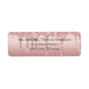 Rose Gold tropfende Glitter Hochzeit Rücksendeadre