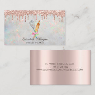 Rose Gold Tropfens Bäckerei Opal Holographische Visitenkarte