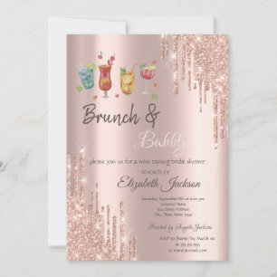 Rose Gold Tropfens Cocktails Brunch & Bubbly Einladung