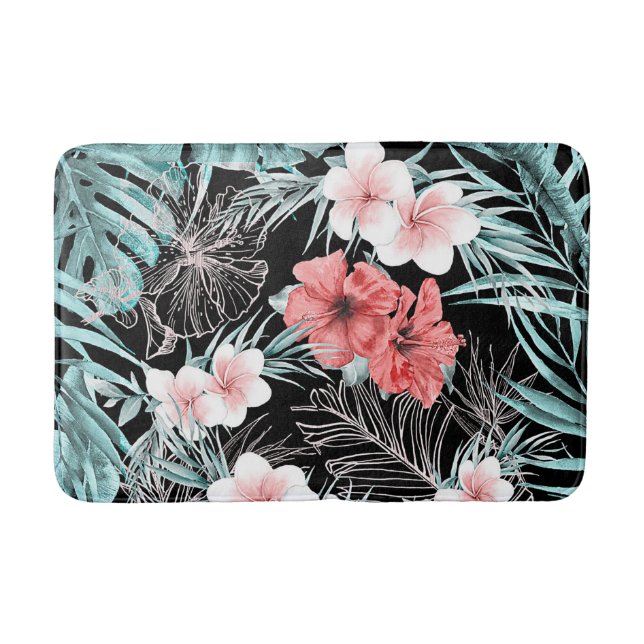 Rose Gold Tropical Botanical Island Paradies Chic Badematte (Vorderseite)