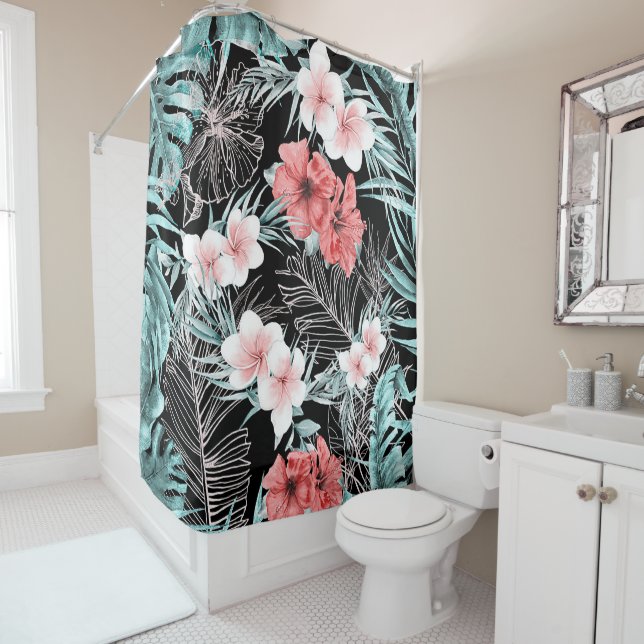 Rose Gold Tropical Botanical Island Paradies Chic Duschvorhang (Beispiel)