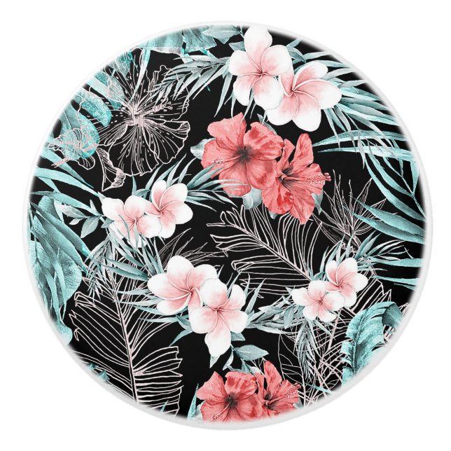 Rose Gold Tropical Botanical Island Paradies Chic Keramikknauf (Vorderseite)